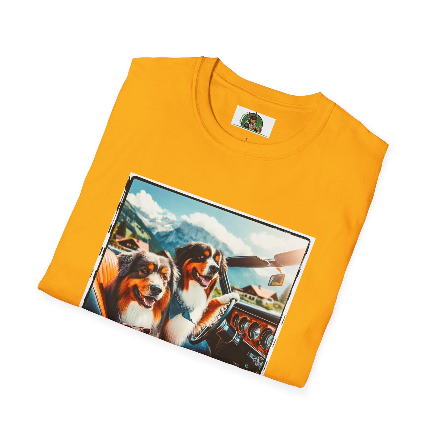 Australian Shepherd Dogs In Car T-Shirt Printify   