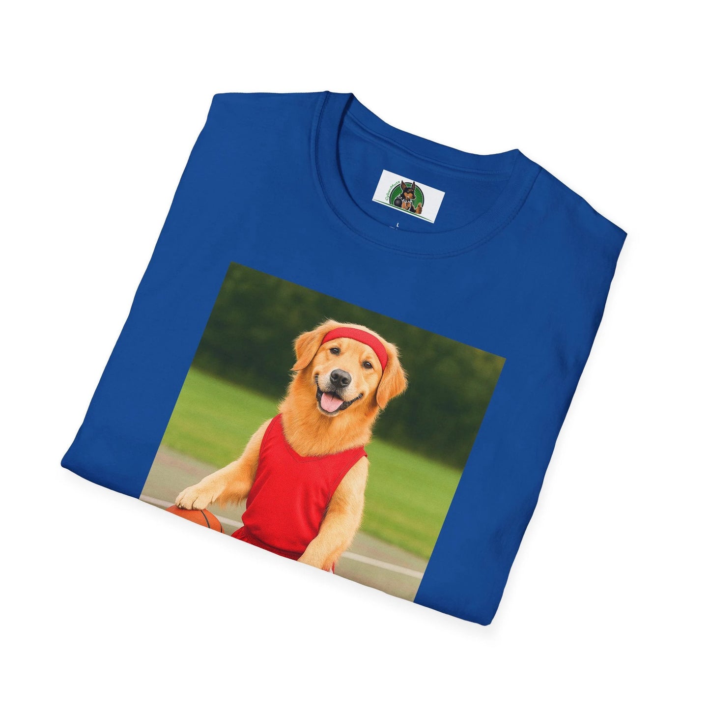 Golden Retriever Playing Basketball T-Shirt — Sports Dog Tee T-Shirt Printify