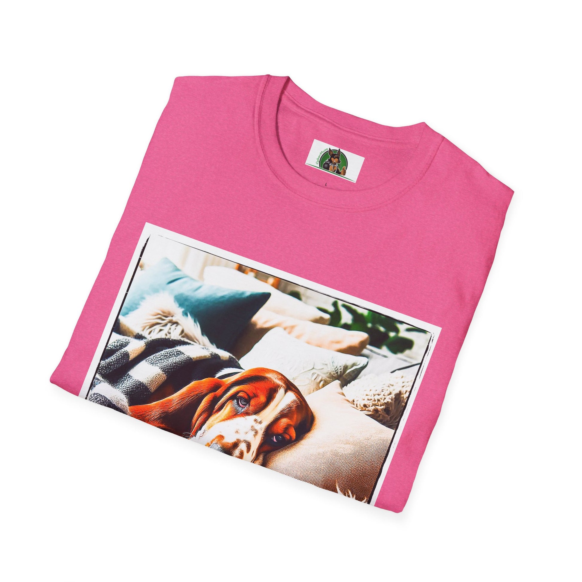 Basset Hound Sleeping In Comfy Blanket T-Shirt Printify   