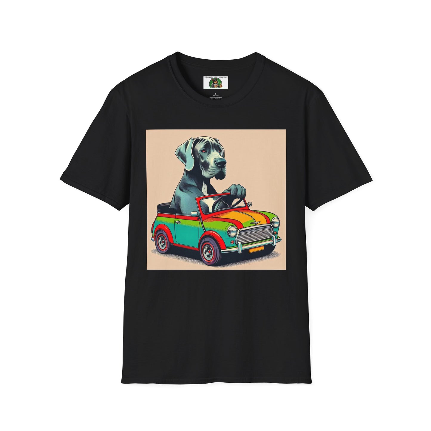 Labrador in a Wacky Little Car T-Shirt Printify Black S 