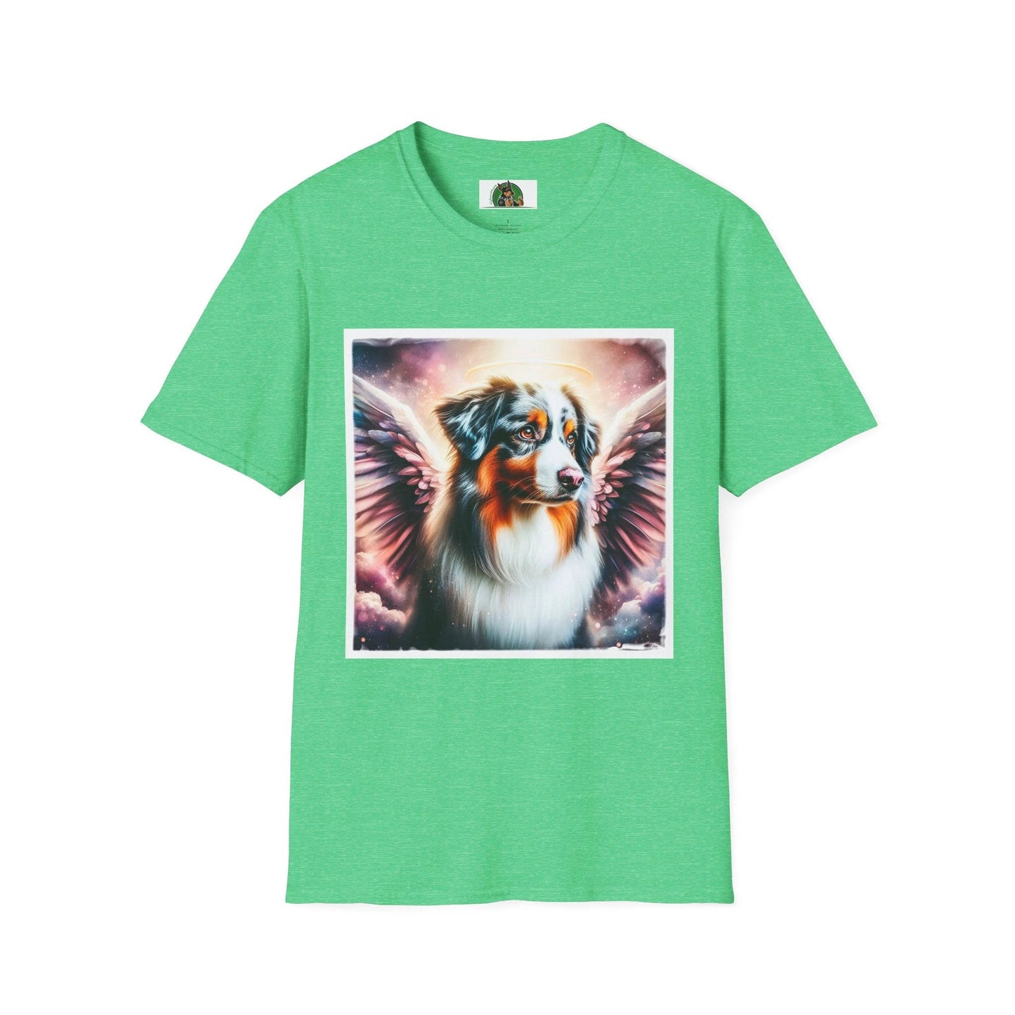 Australian Shepherd Pink Angel Wings Tee For Dog Lovers Gift Celebrate Loyal Companions T-Shirt Printify S Heather Irish Green