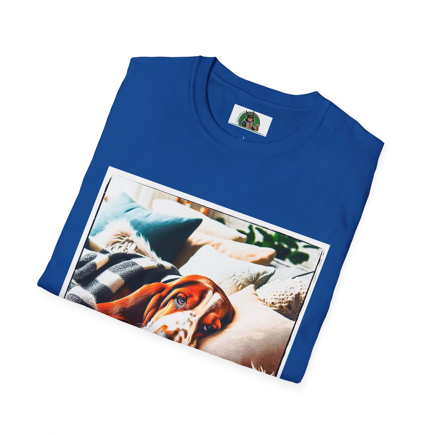 Basset Hound Sleeping In Comfy Blanket T-Shirt Printify