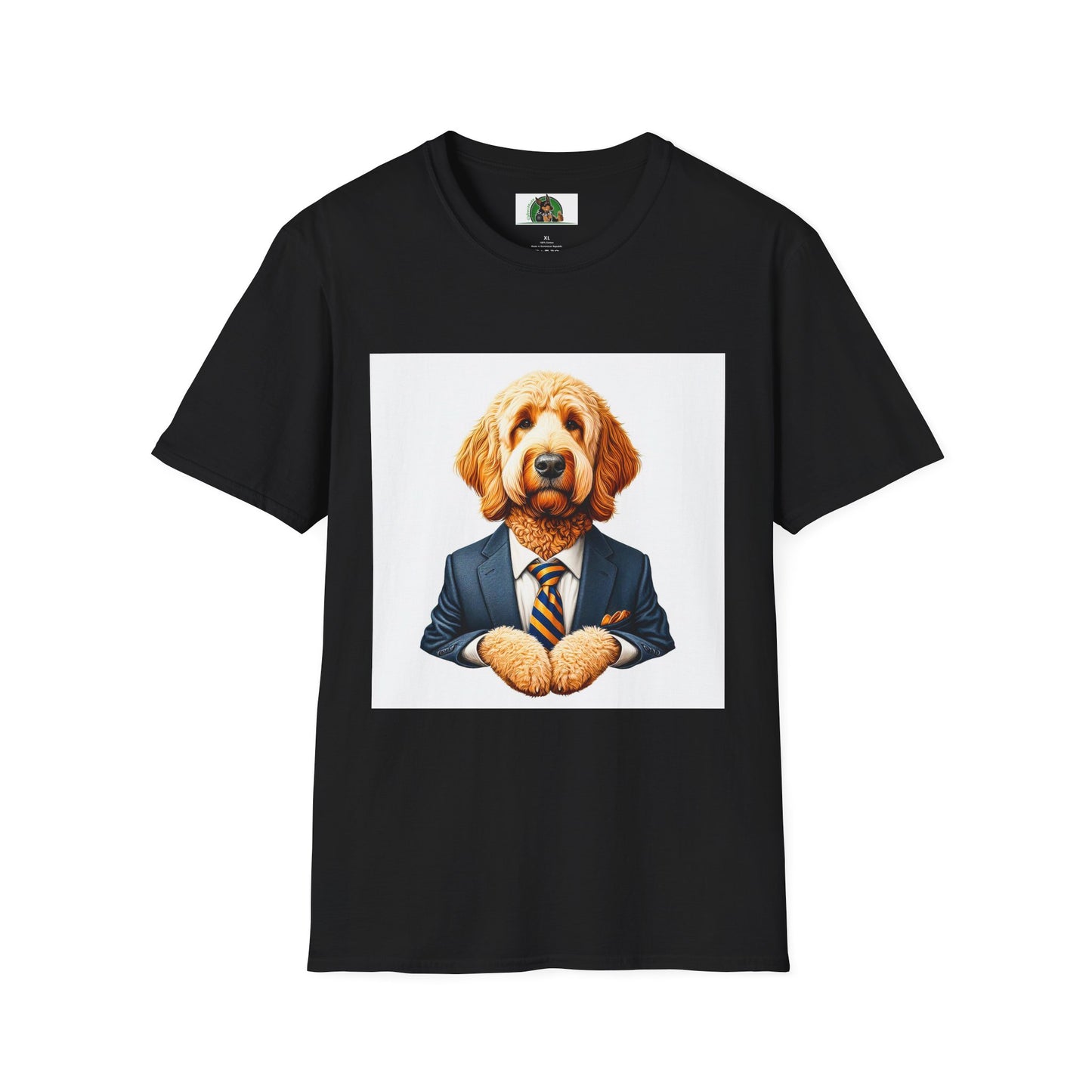 Golden Doodle sitting businessman T-Shirt Printify XS Black