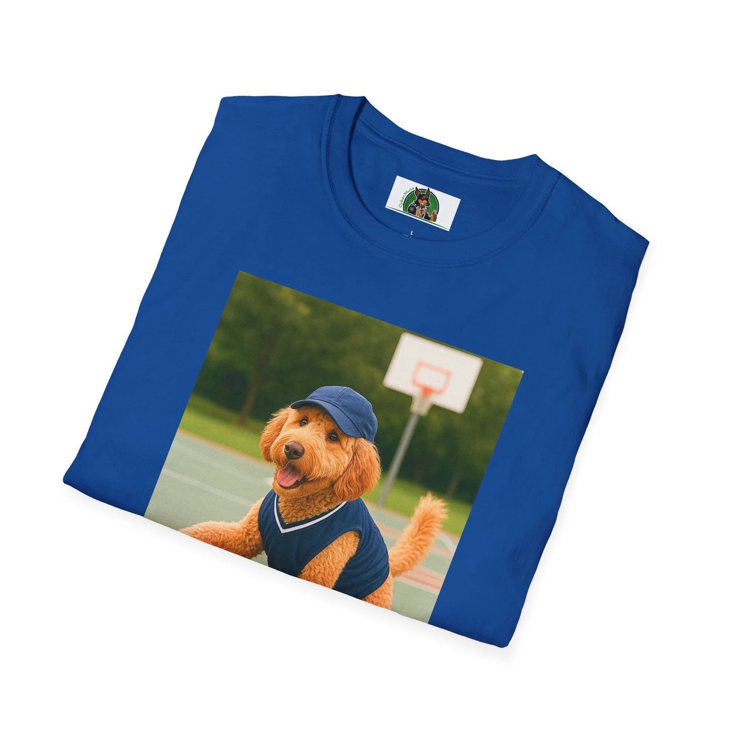 Golden Doodle Basketball T-Shirt — Sports Dog Playing Basketball Tee T-Shirt Printify