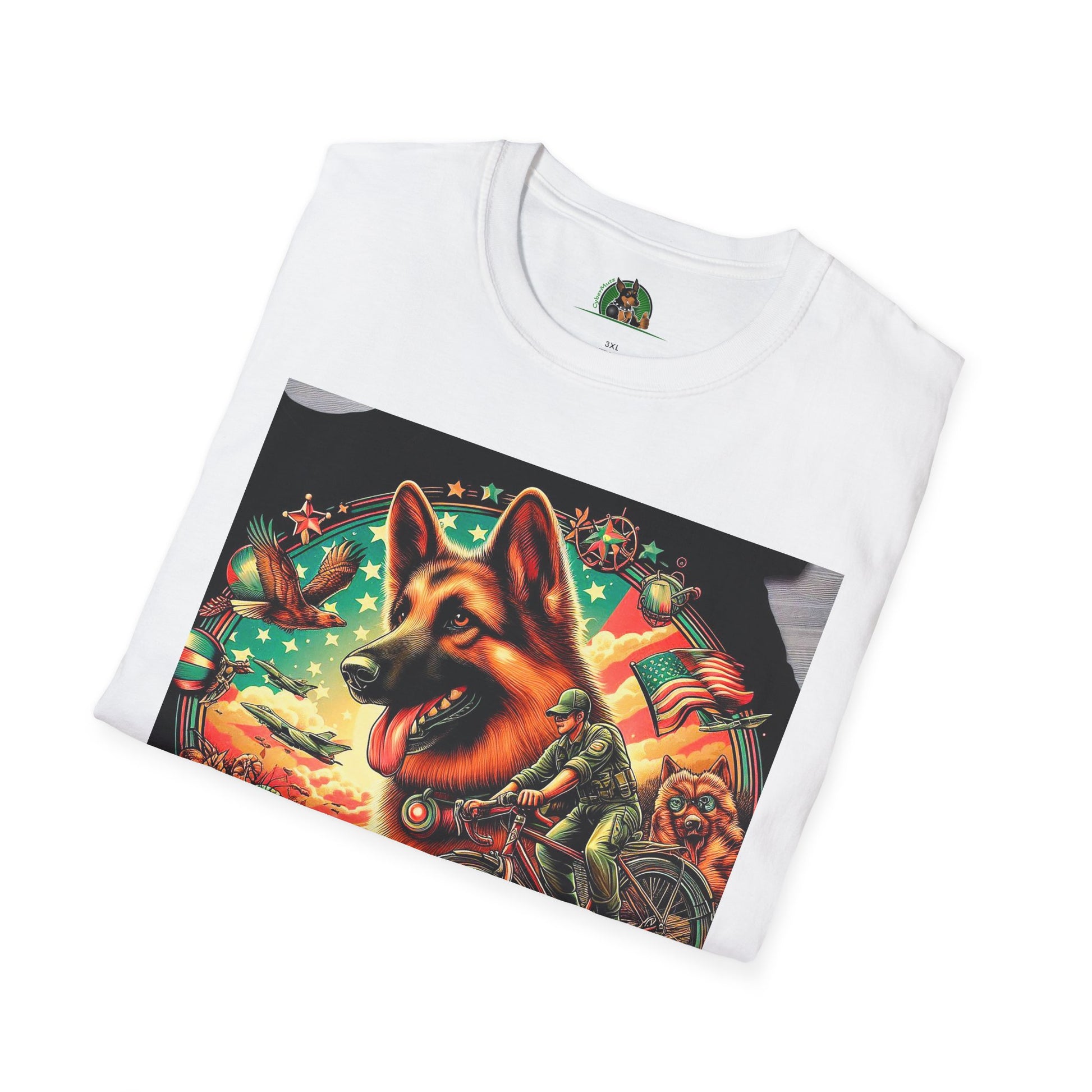 German Shepherd happy boy T-Shirt Printify