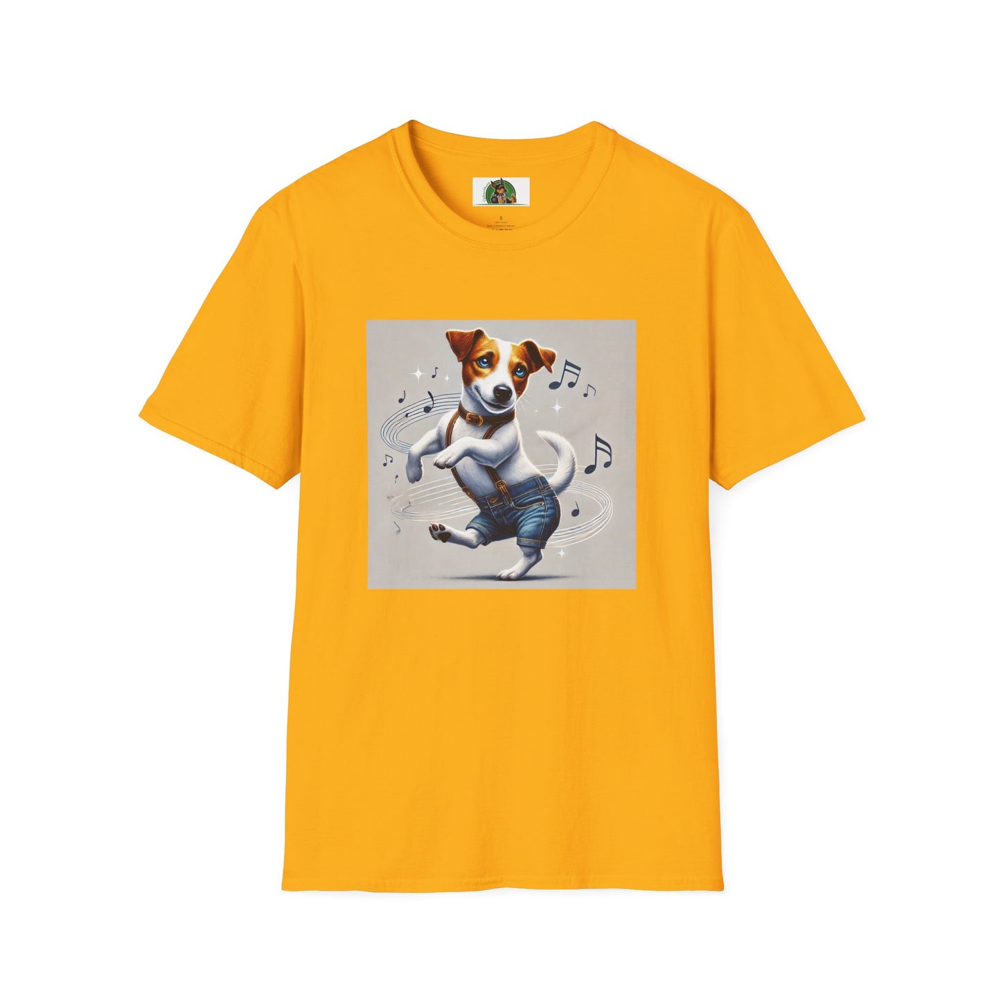 Dancing Jack Russell Tee T-Shirt Printify S Gold