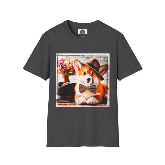 Pembroke Welsh Corgi pretty bow tie shirt T-Shirt Printify XS Dark Heather