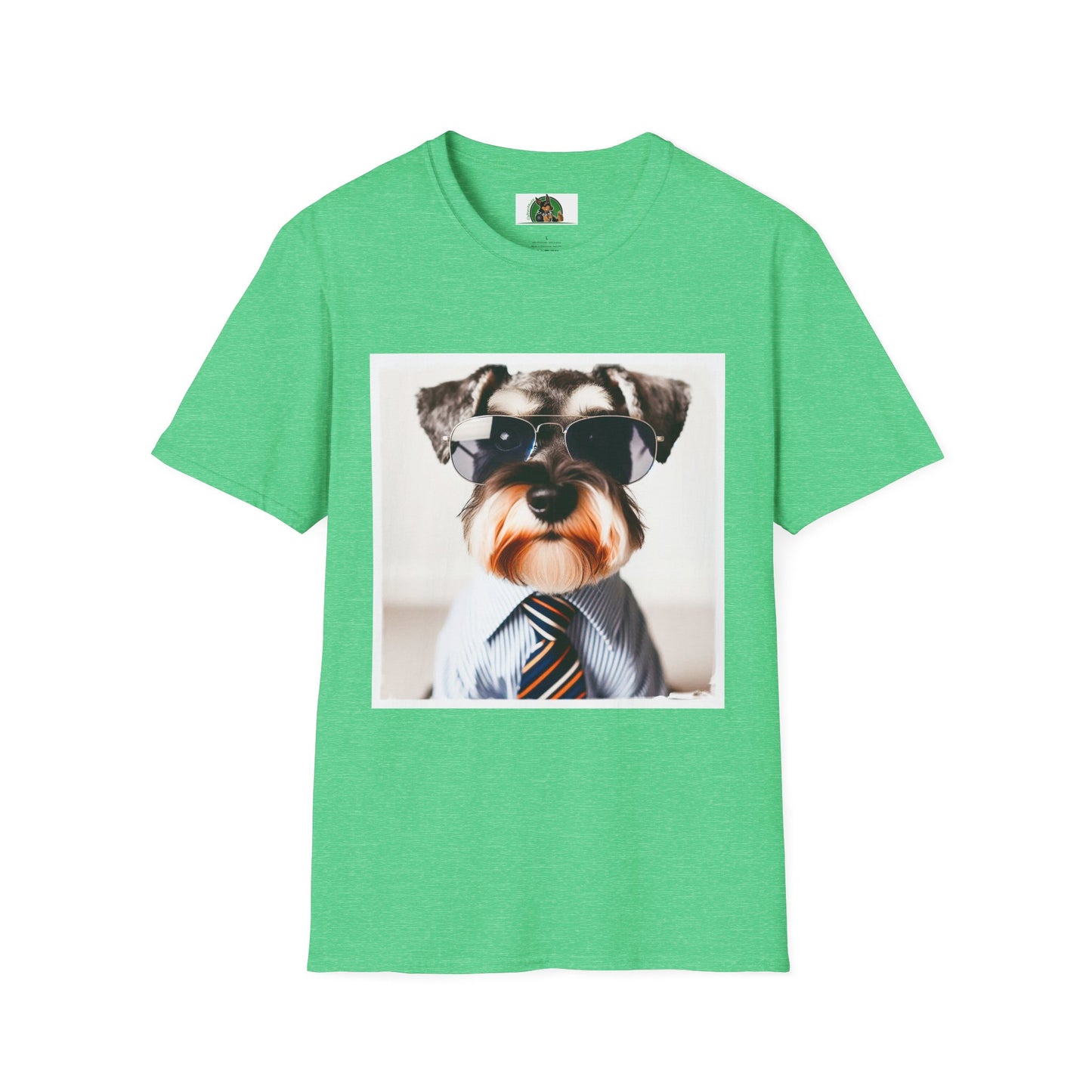 Schnauzer T-Shirt with Miniature Schnauzer Design T-Shirt Printify S Heather Irish Green 