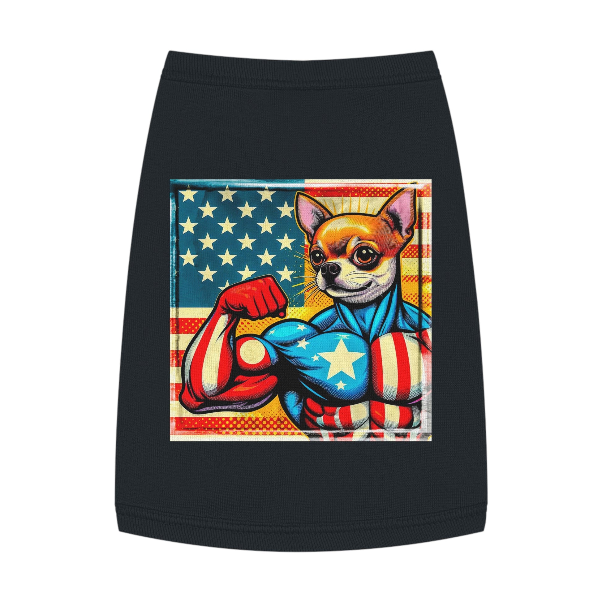 Pet Tank Top Chihuahua American hero t shirt Pets Printify M Black