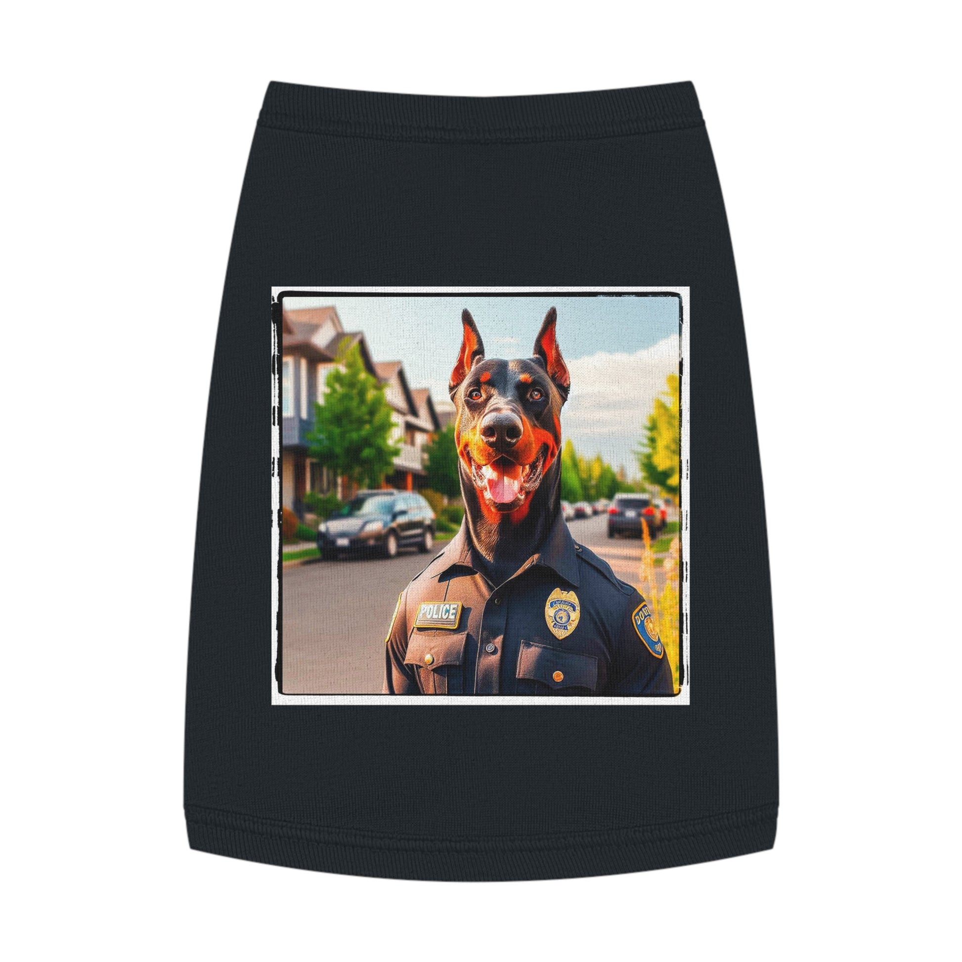 Pet Tank Top Doberman neighborhood police watch t shirt Pets Printify M Black