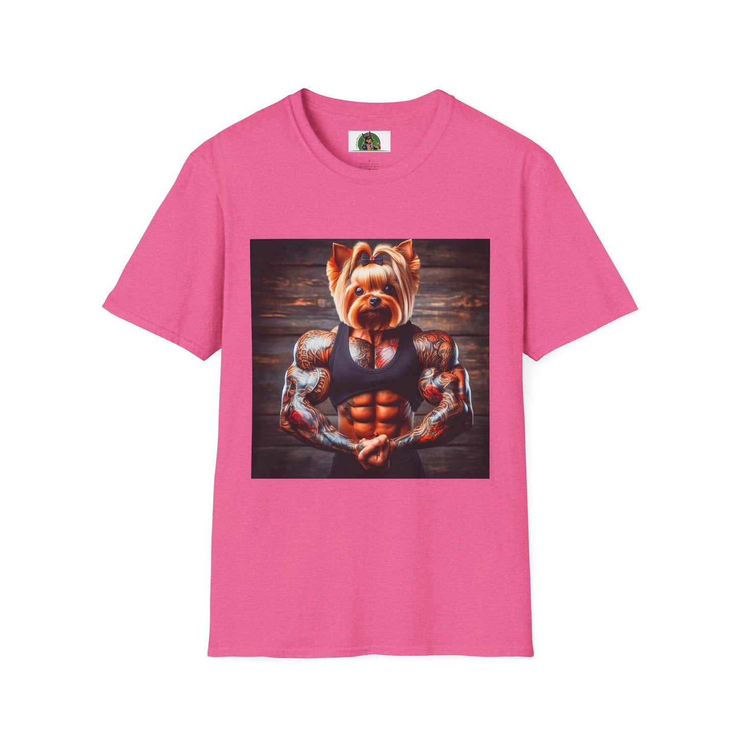 Yorkie gym rat shirt T-Shirt Printify S Heather Heliconia