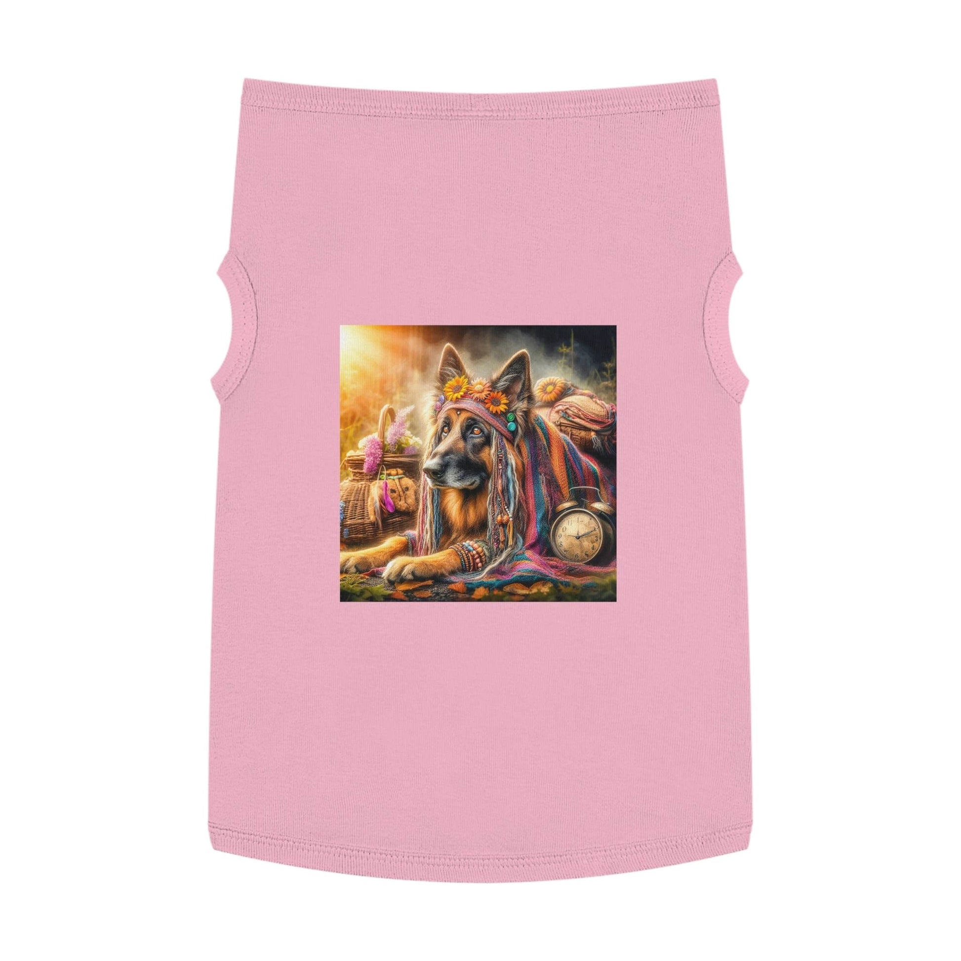 German Shepherd Hippie Pet Tank Top Pets Printify XL Pink