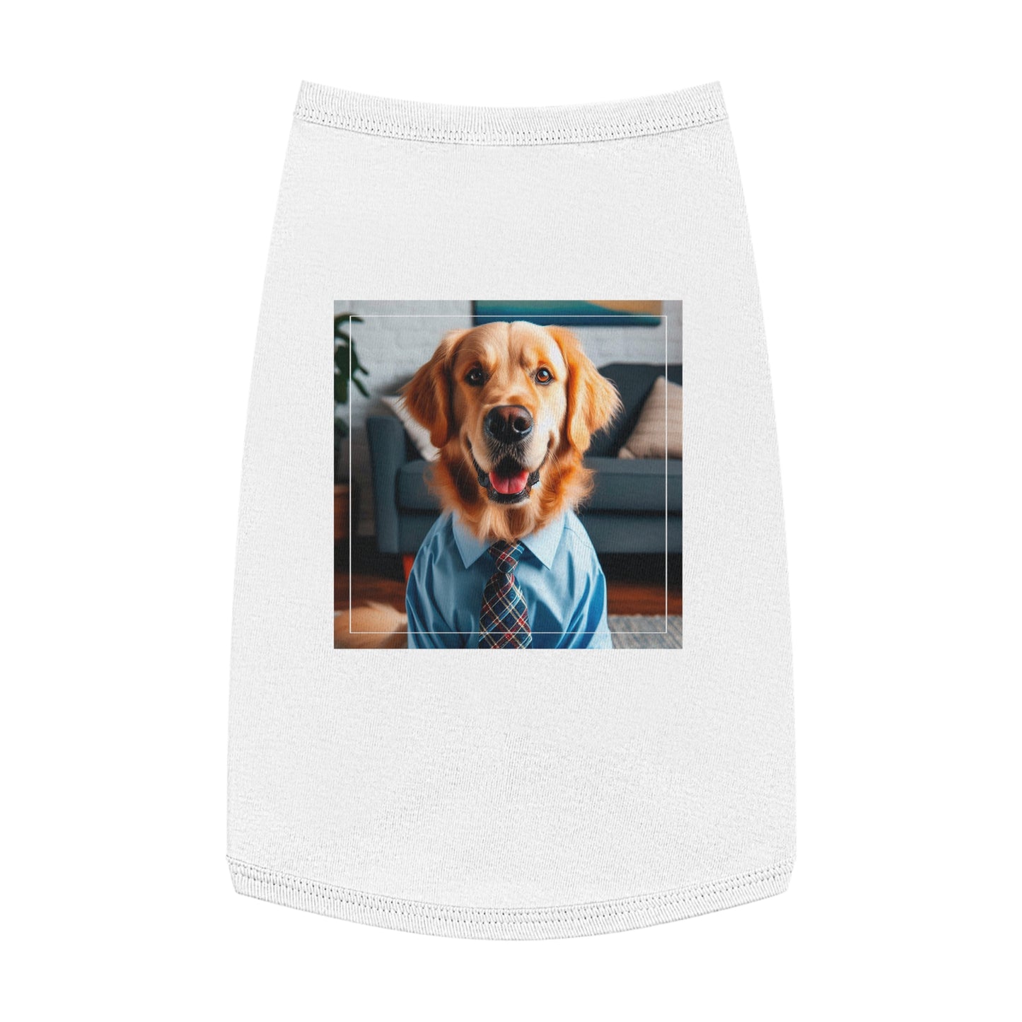Golden Retriever suit and tie tsnk top Pets Printify L White