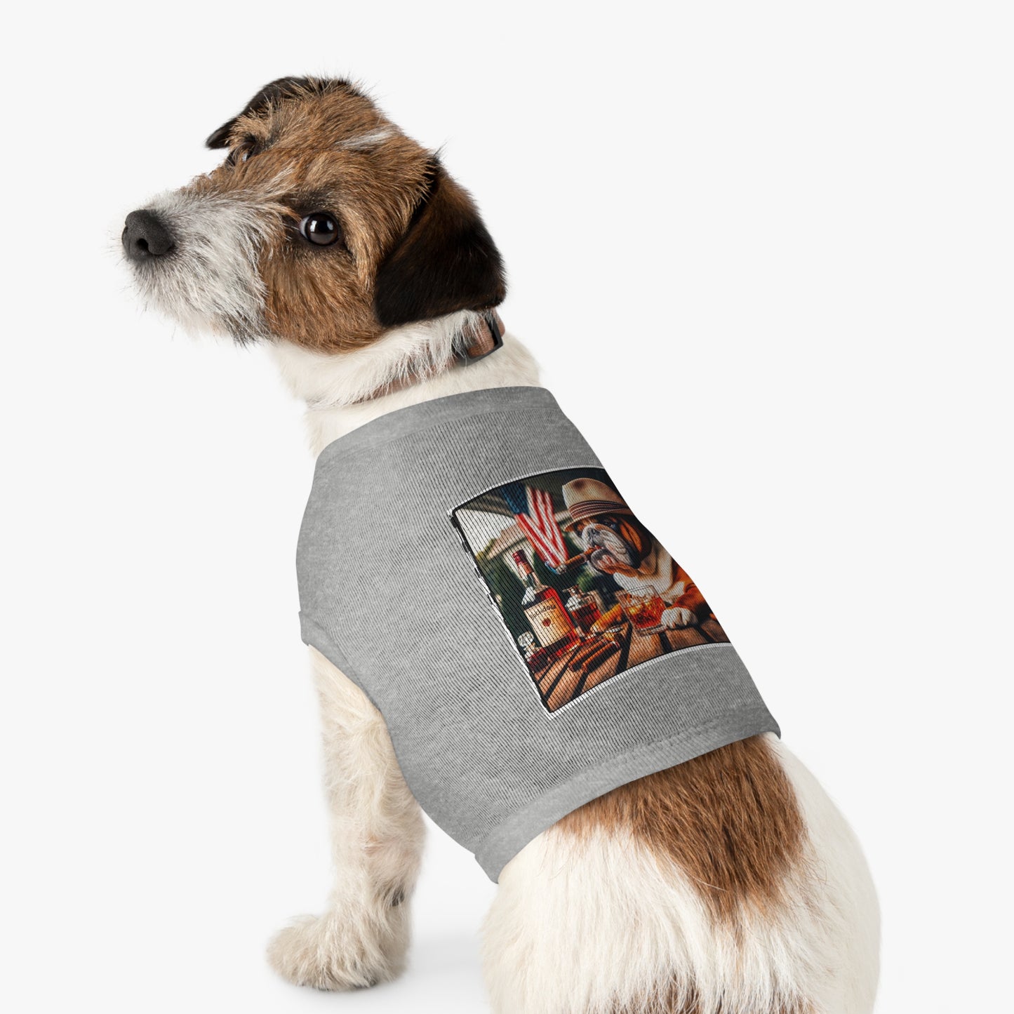 Pet Tank Top Bulldog cigar chilling t shirt Pets Printify