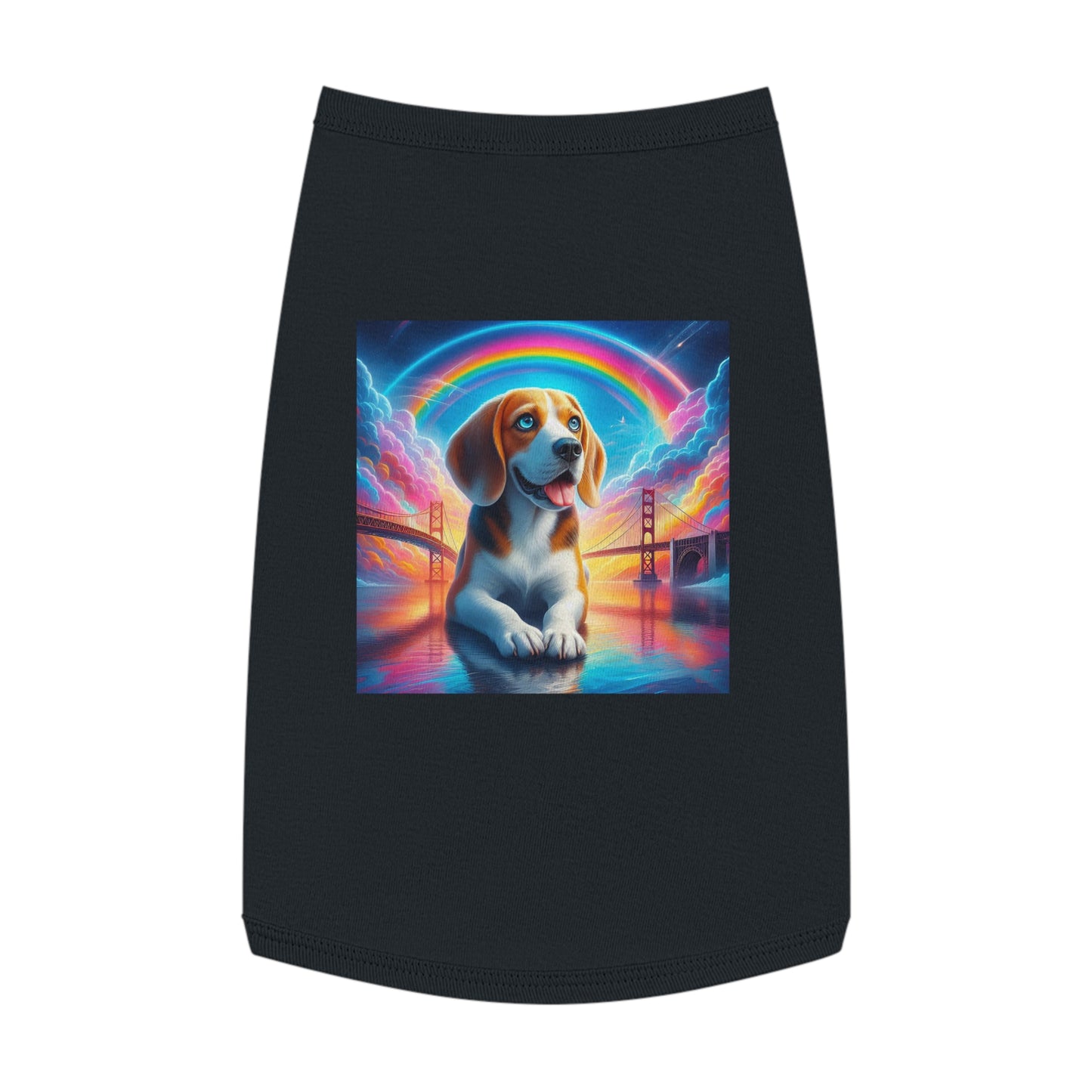 Pet Tank Top Beagle Angel Rainbow Bridge Pets Printify L Black 