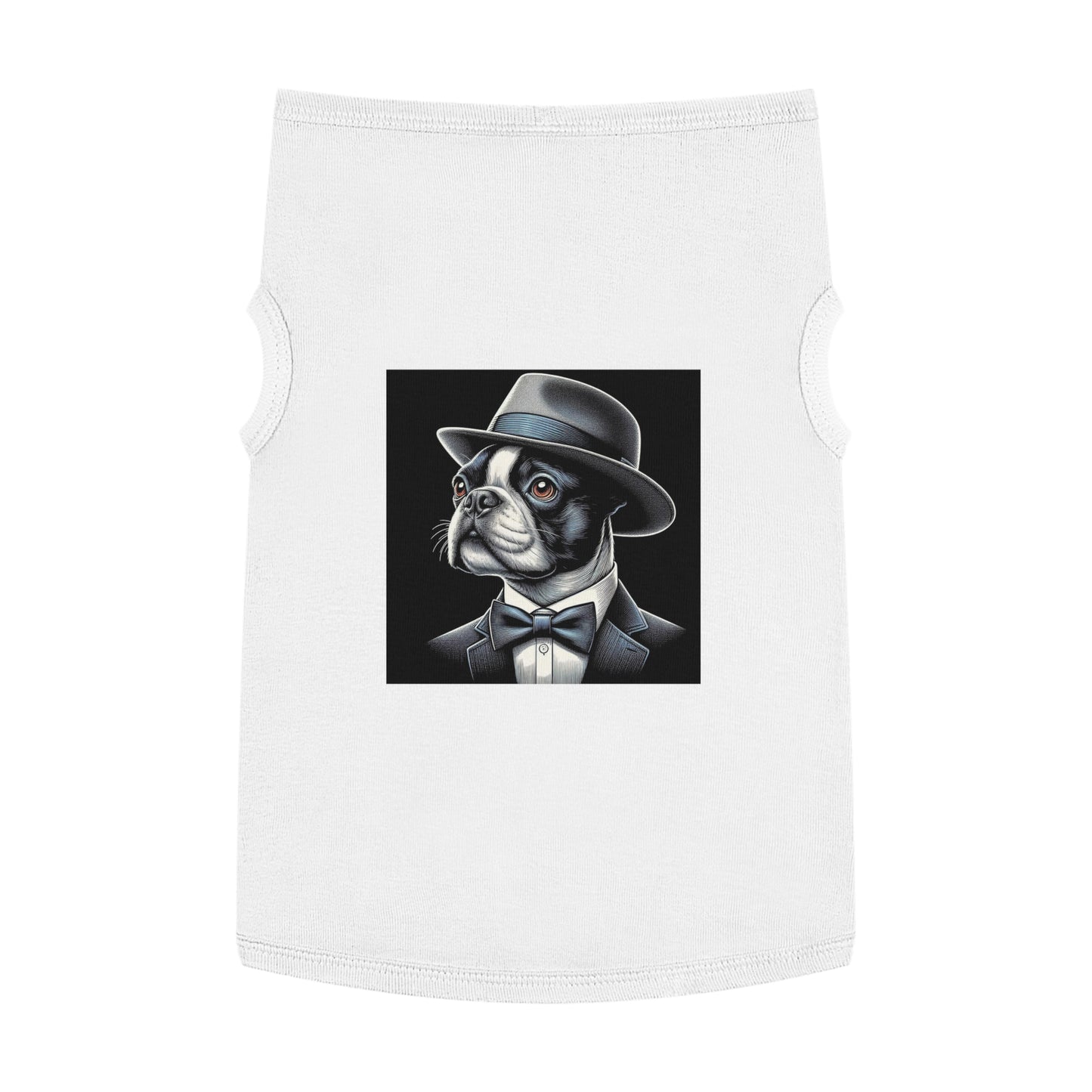 Dog Tank Top Boston Terrier Dog In Top Hat Pets Printify XL White 