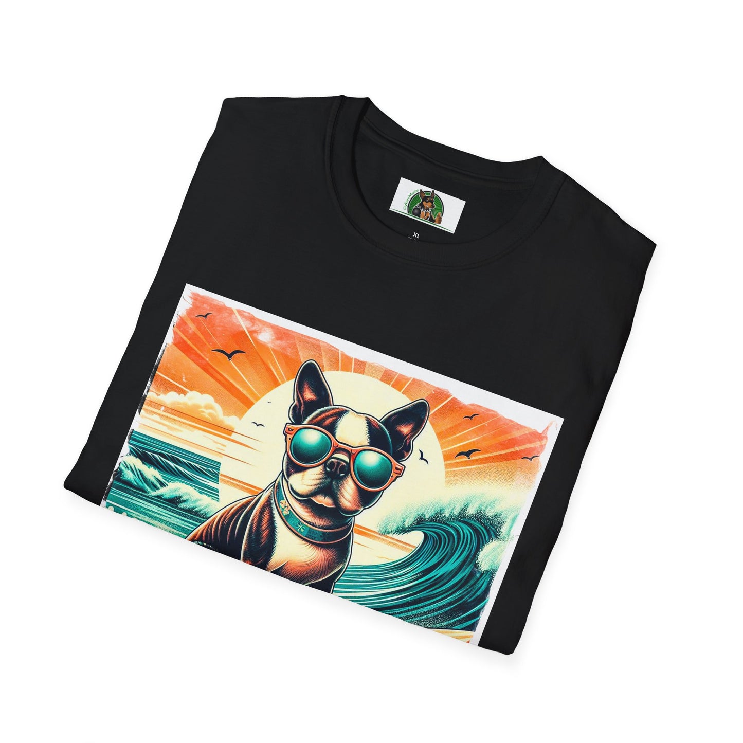 Boston Terrier Sunset Surfer Dog Shirt