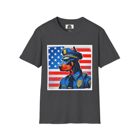 Doberman police officer t shirt T-Shirt Printify XS Dark Heather