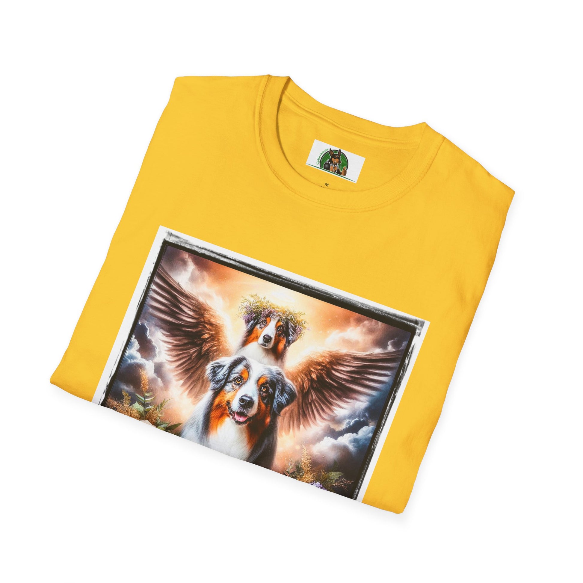 Australian Shepherd Angel Wings And Flowers T-Shirt Printify   