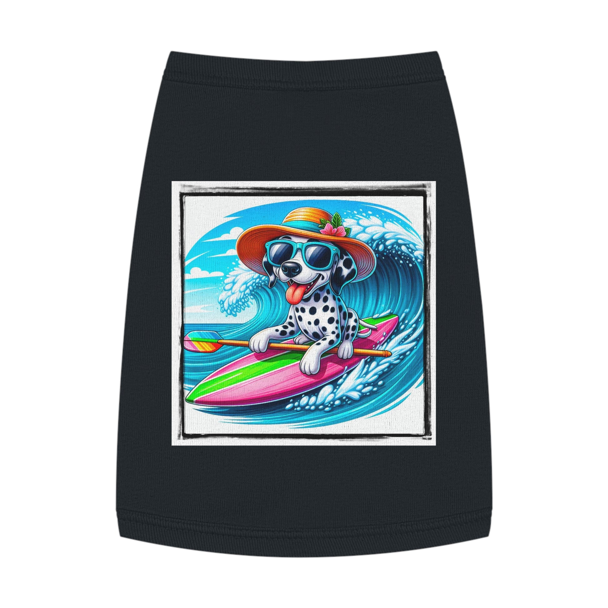 Pet Tank Top Dalmatian surfing t shirt Pets Printify M Black