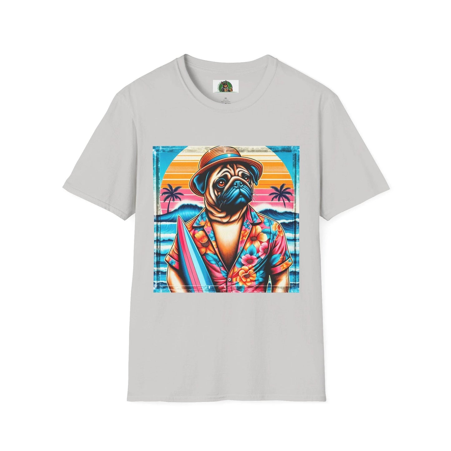 Surfer Pugs T-Shirt T-Shirt Printify S Ice Grey