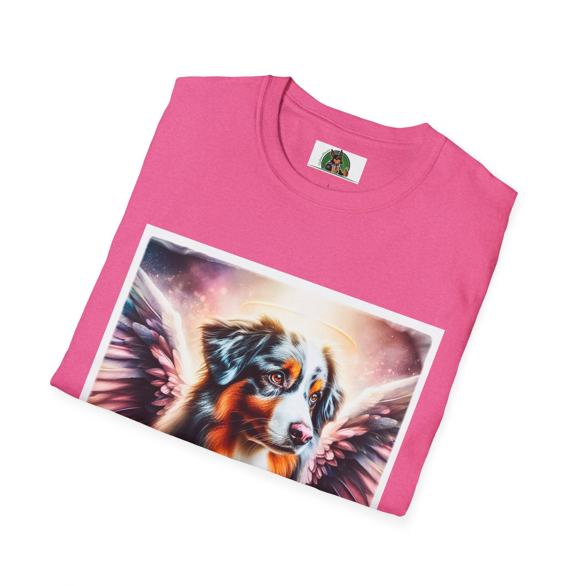 Australian Shepherd Pink Angel Wings T-Shirt Printify   