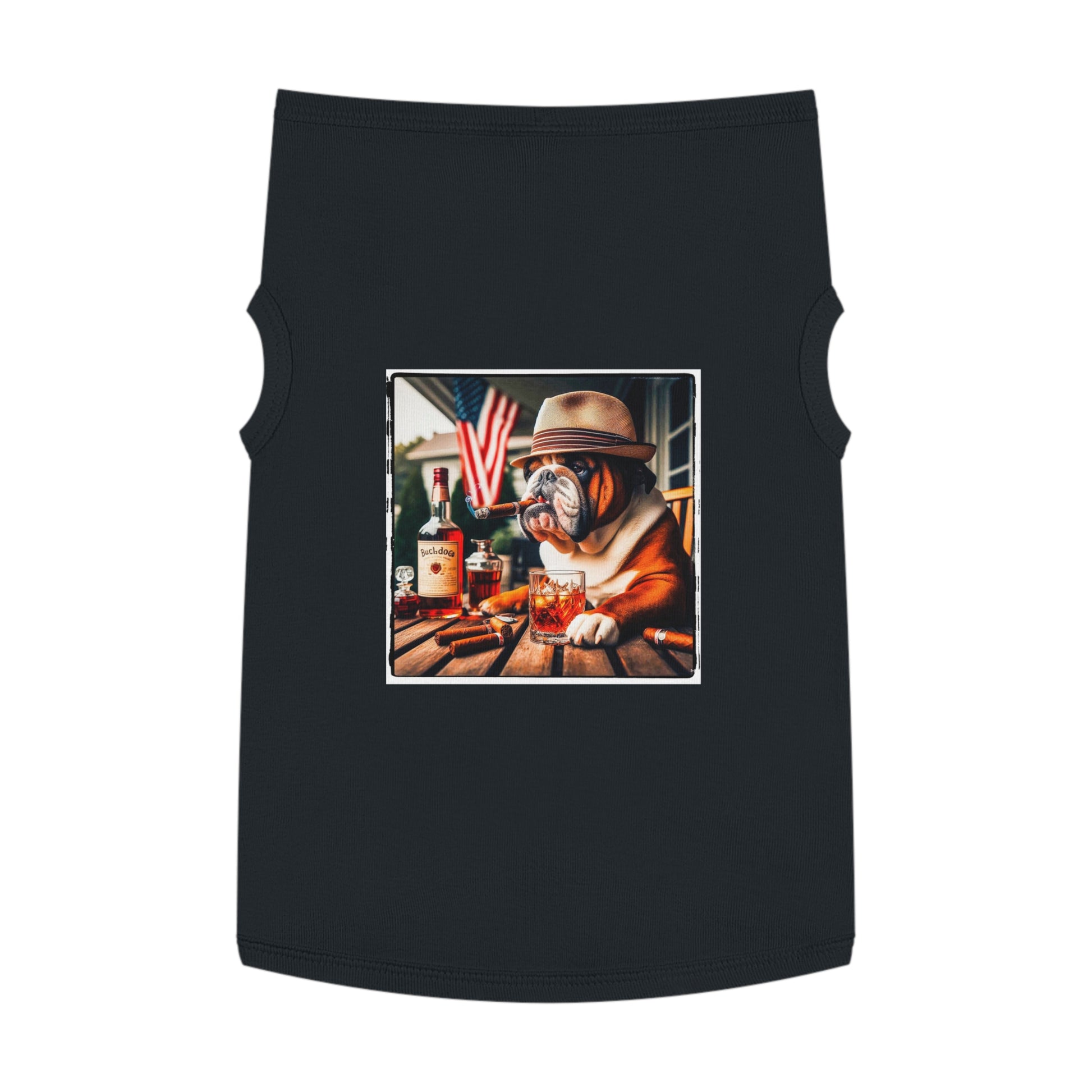 Pet Tank Top Bulldog cigar chilling t shirt Pets Printify