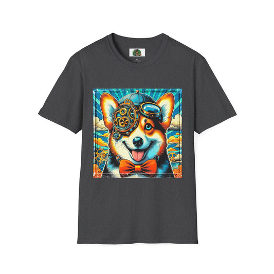 Pembroke Welsh Corgi steam punk shirt 👔 T-Shirt Printify XS Dark Heather