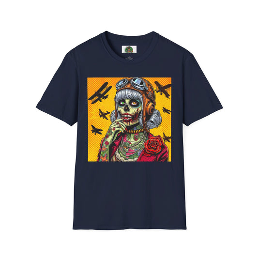 Zombie Girl T-Shirt Printify Navy S 