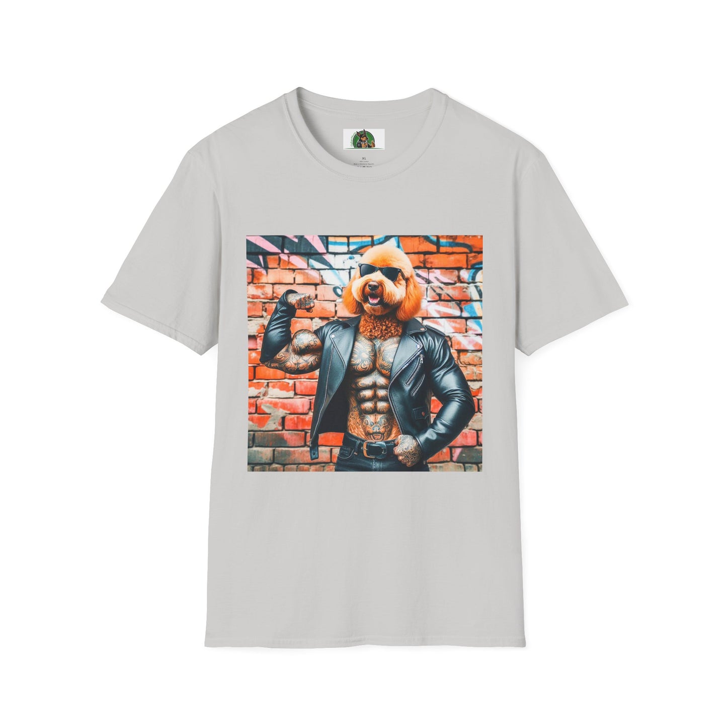 Golden Doodle muscles t shirt T-Shirt Printify S Ice Grey