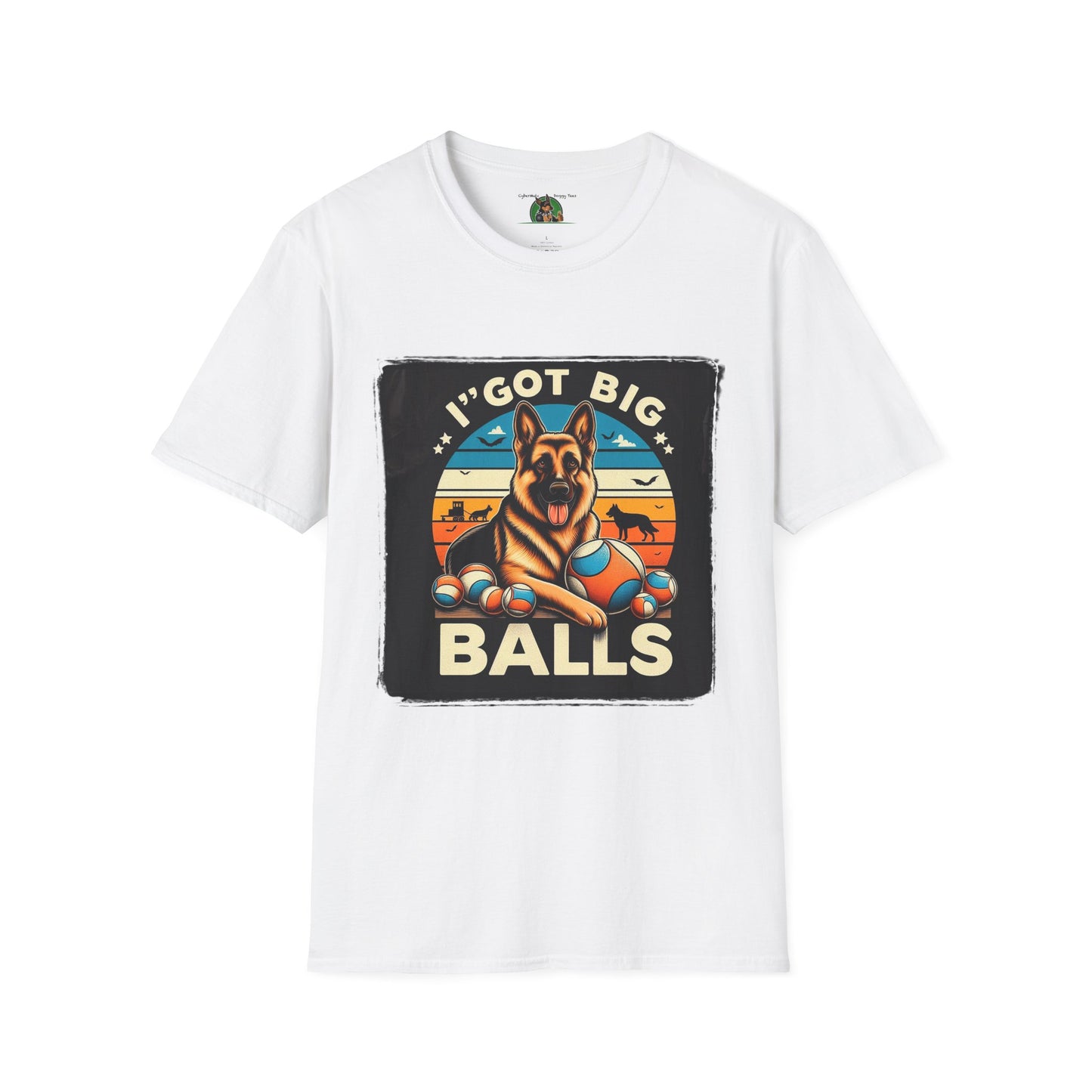 Mis·cel·la·ne·ous German Shepherd "I got Big Balls" T-Shirt Printify S White 