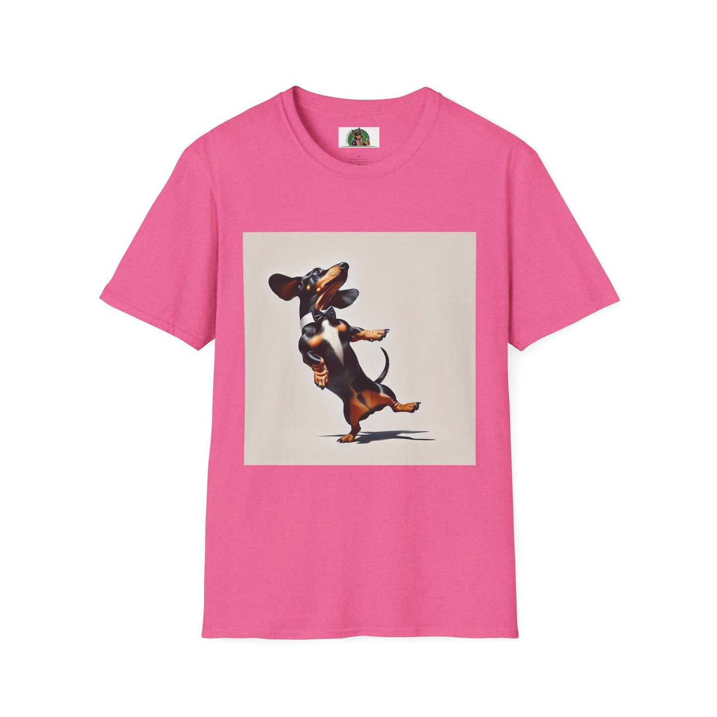 Dachshund Dancing Dog T-Shirt - Fun and Playful Unisex Tee T-Shirt Printify S Heather Heliconia