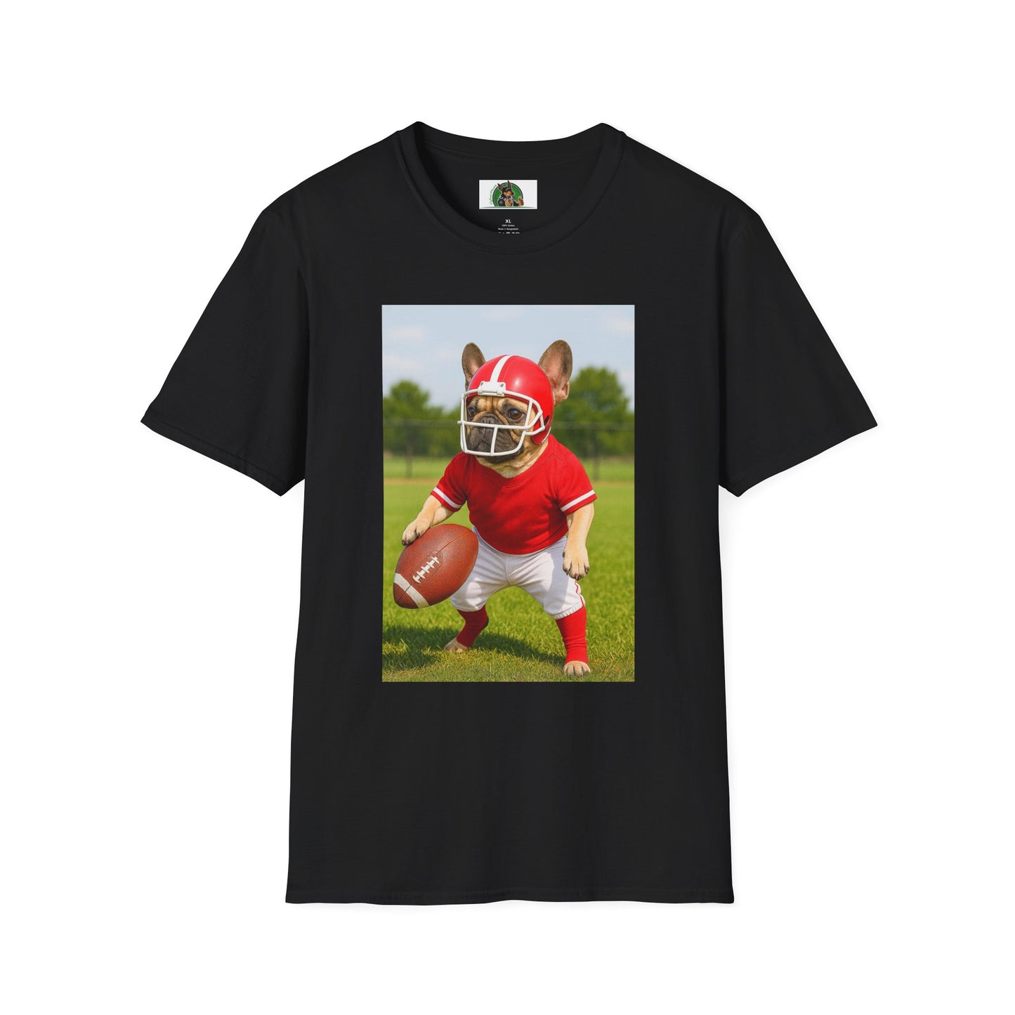 Sports Football French Bulldog T-Shirt T-Shirt Printify Black XS