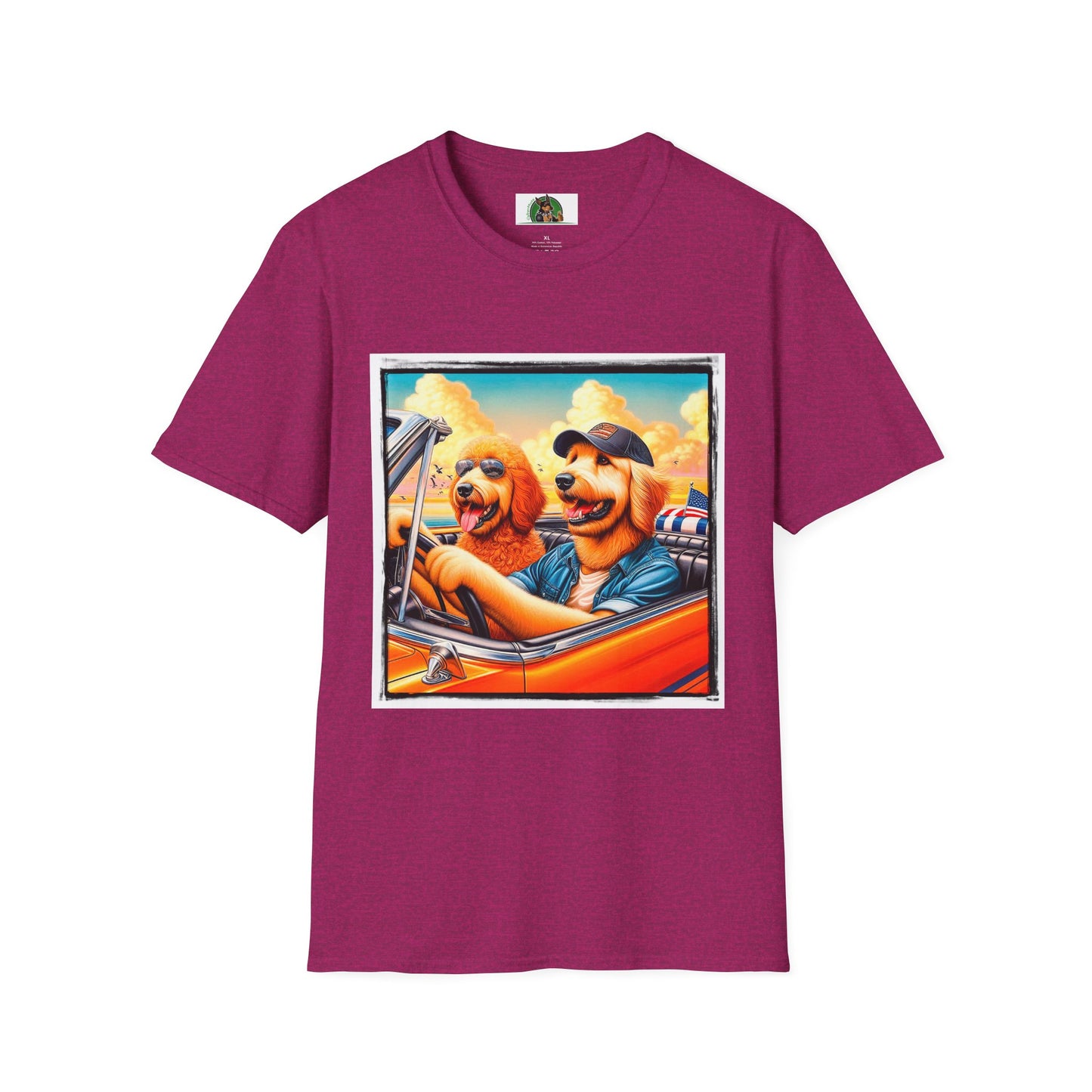 Wacky Golden Doodle driving frirnds T-Shirt Printify S Antique Heliconia