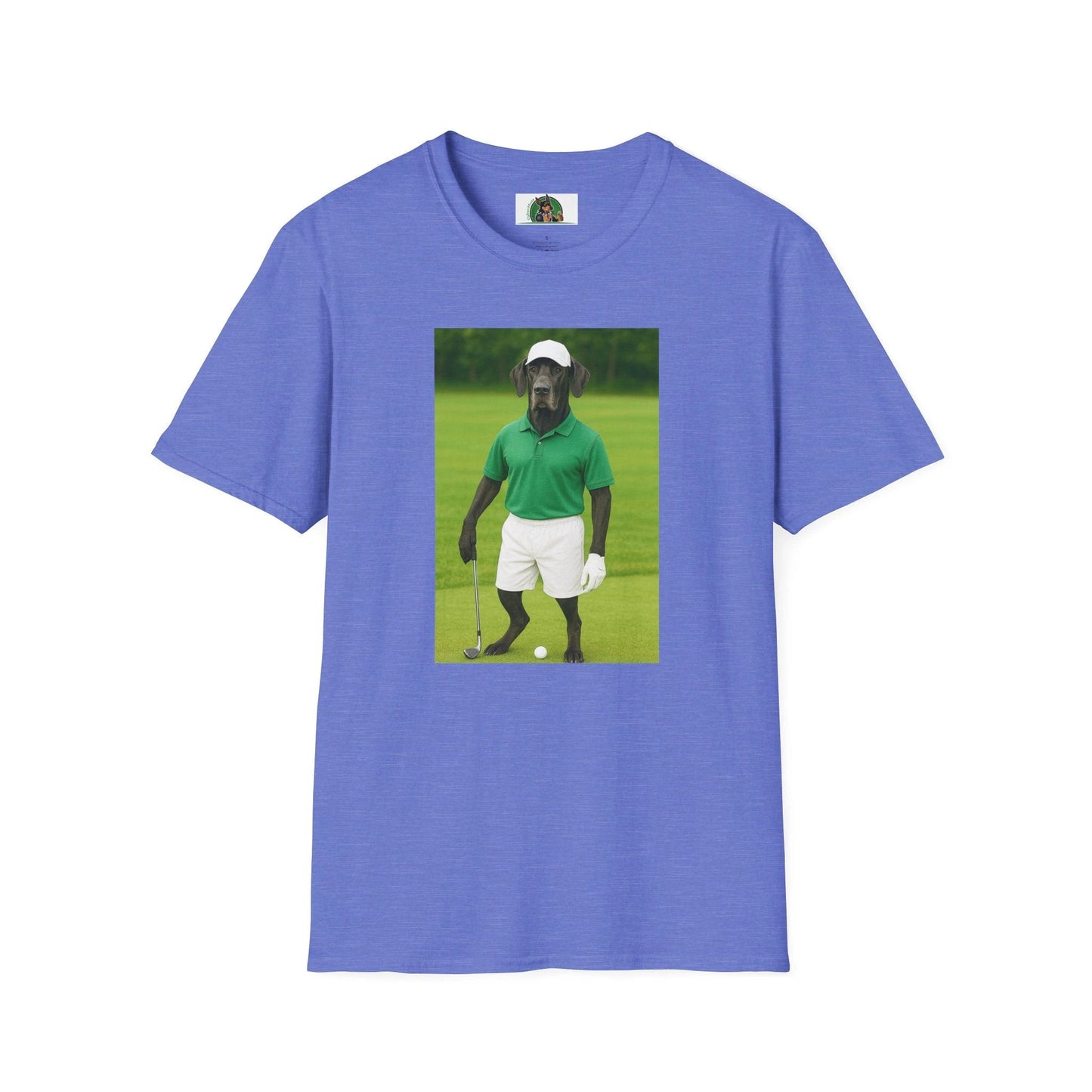 Great Dane Golf T-Shirt — Playing Golf Sports Dog Tee T-Shirt Printify Heather Royal S