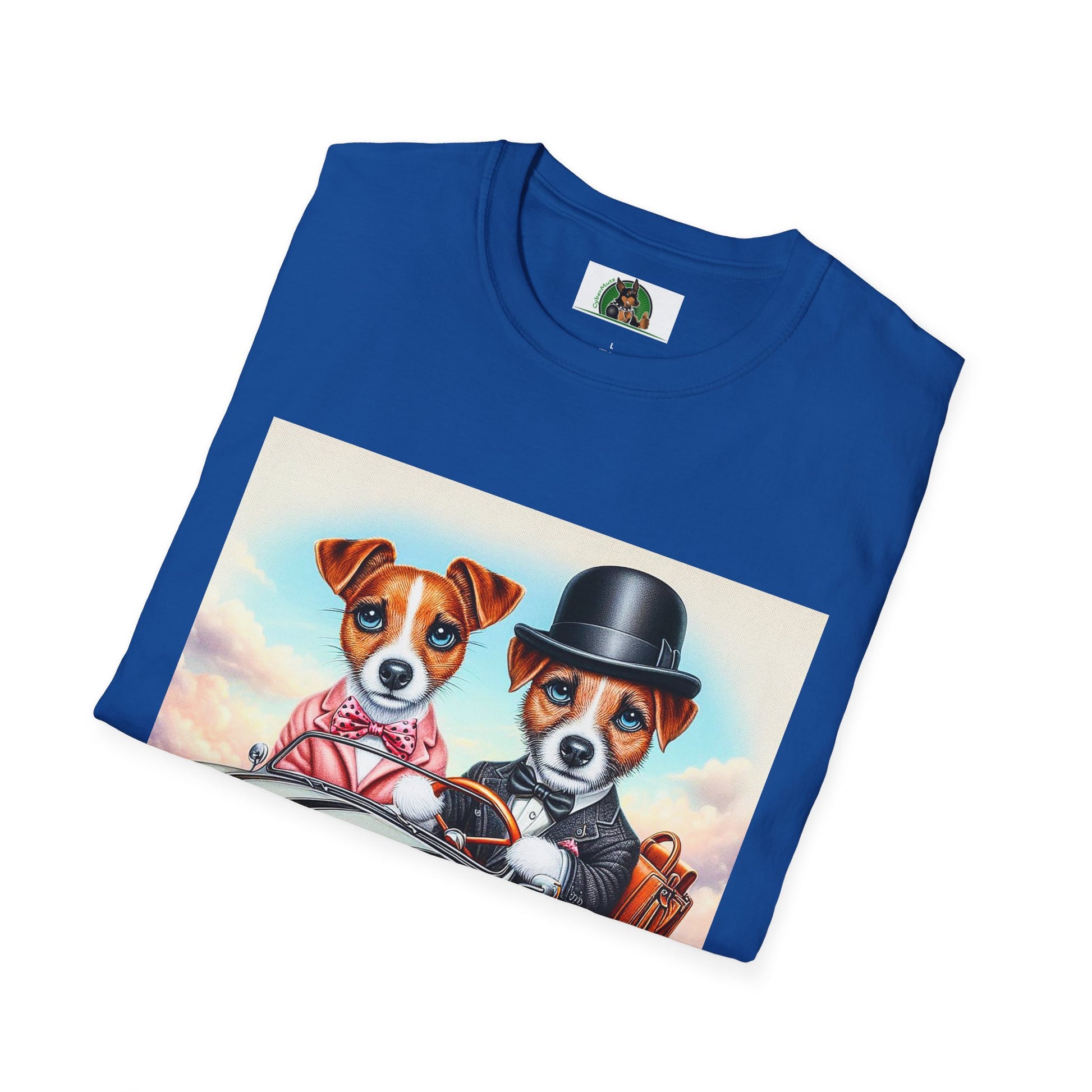 Wacky Jack Russell Top Hat Couple In Car T-Shirt Printify   