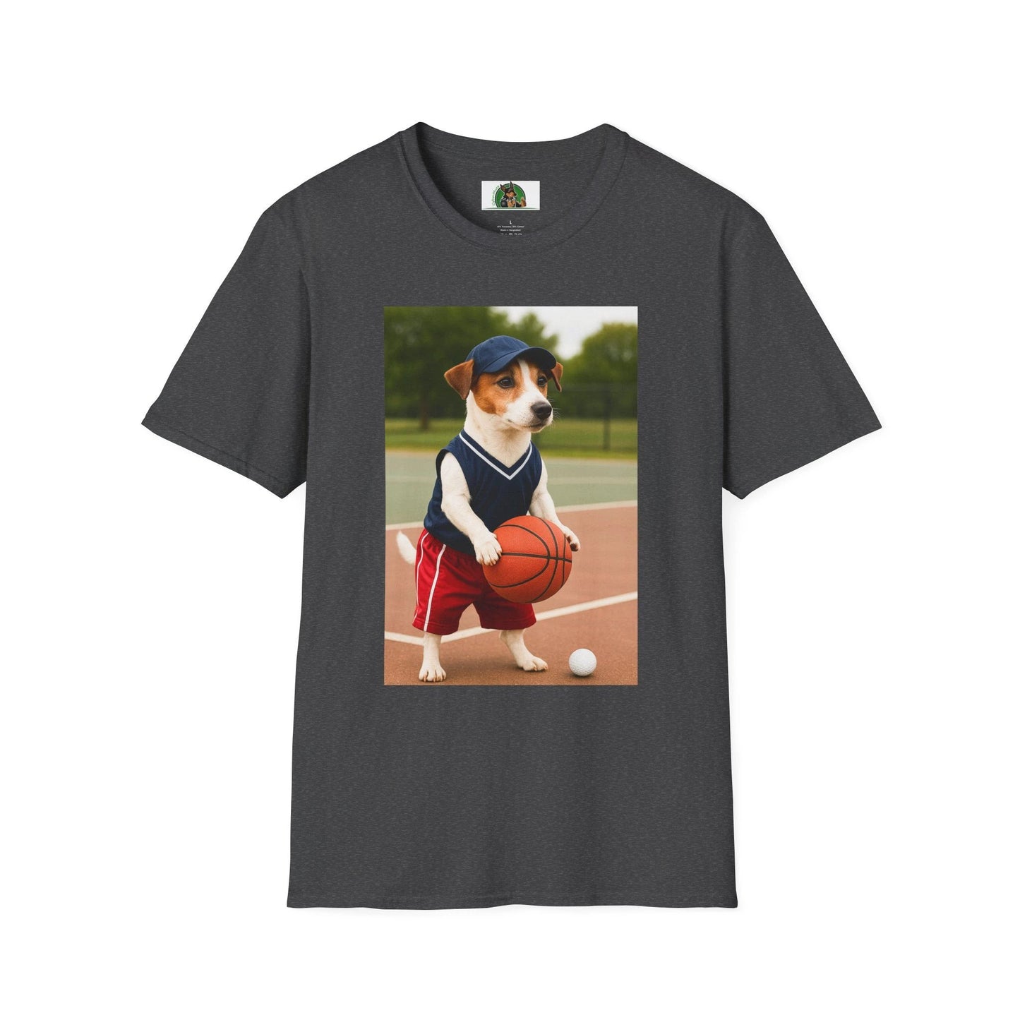 Jack Russell Basketball T-Shirt — Sports Dog Tee for Dog Lovers T-Shirt Printify Dark Heather S