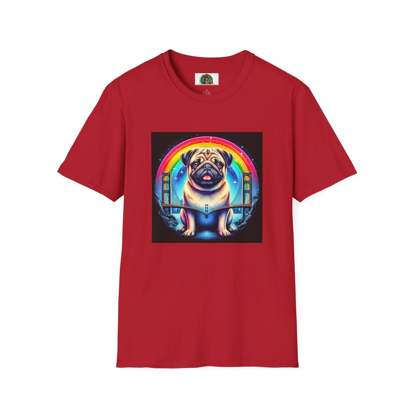 Pug Rainbow T-Shirt T-Shirt Printify S Cherry Red