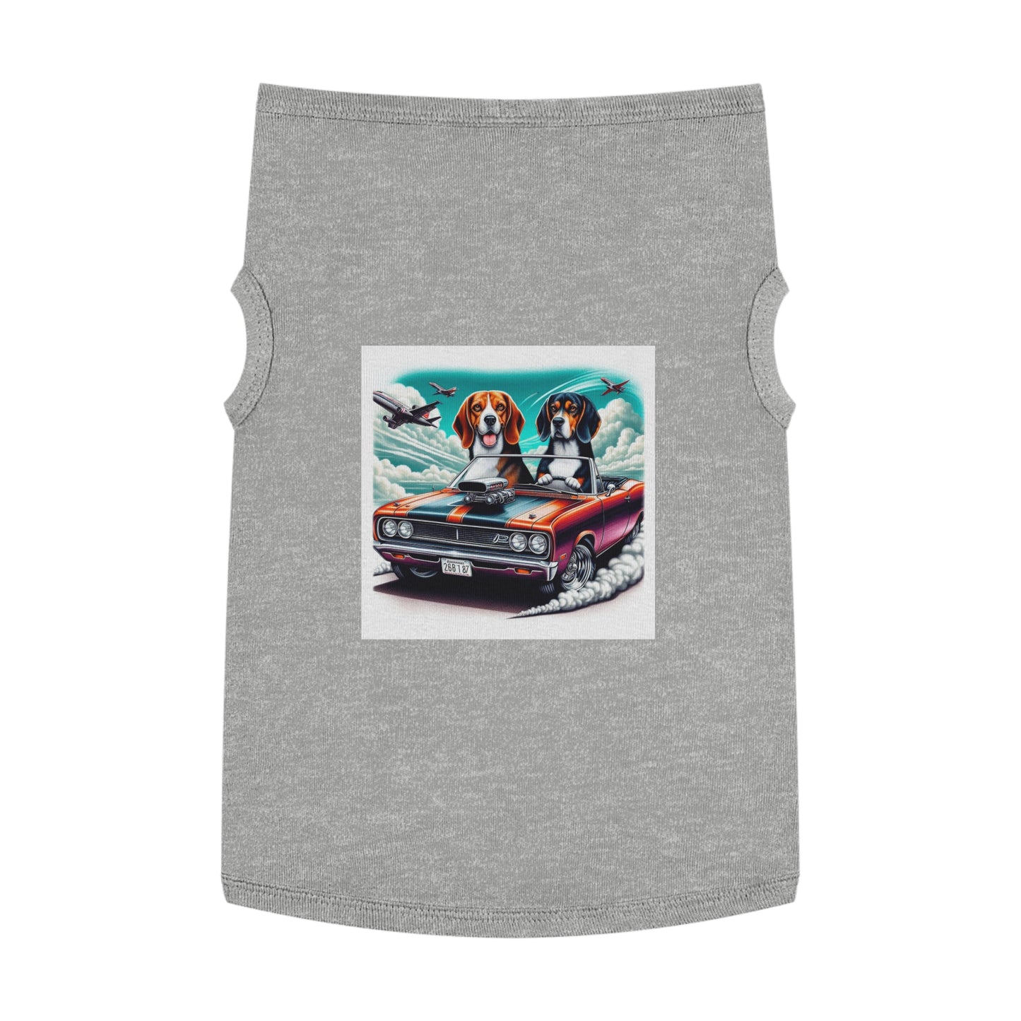 Pet Tank Top Wacky Beagle Dogs In Race Car Pets Printify XL Heather 