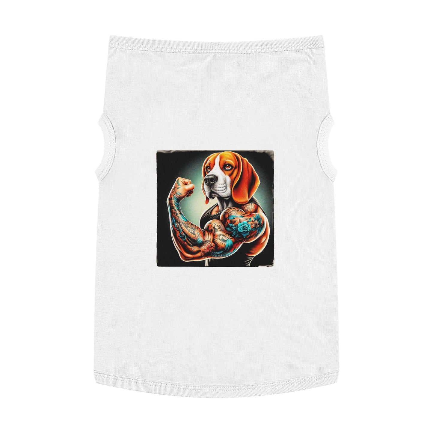 Pet Tank Top Beagle Flexing Pets Printify XL White 