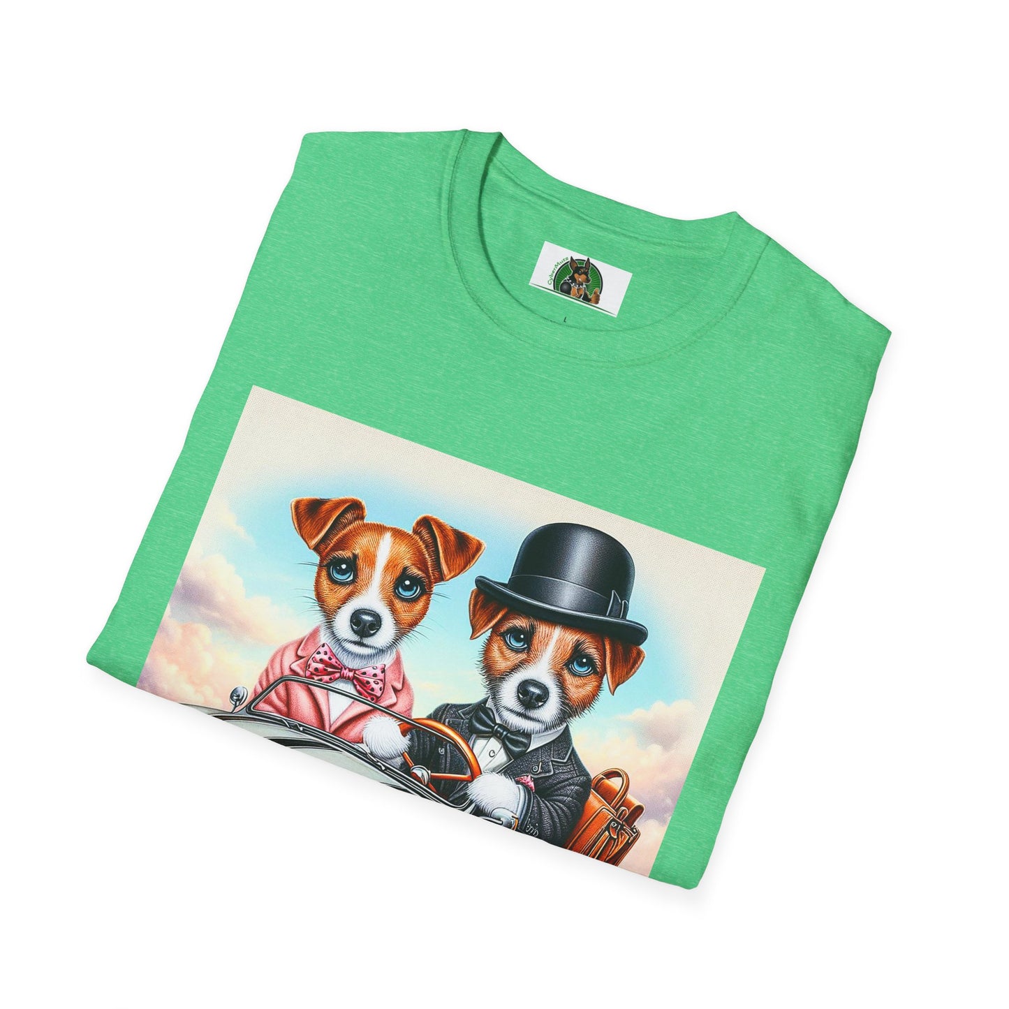 Wacky Jack Russell Top Hat Couple In Car T-Shirt Printify   