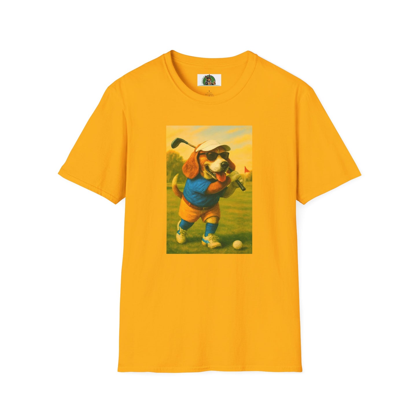 Sports Beagle Golf T-Shirt T-Shirt Printify Gold S