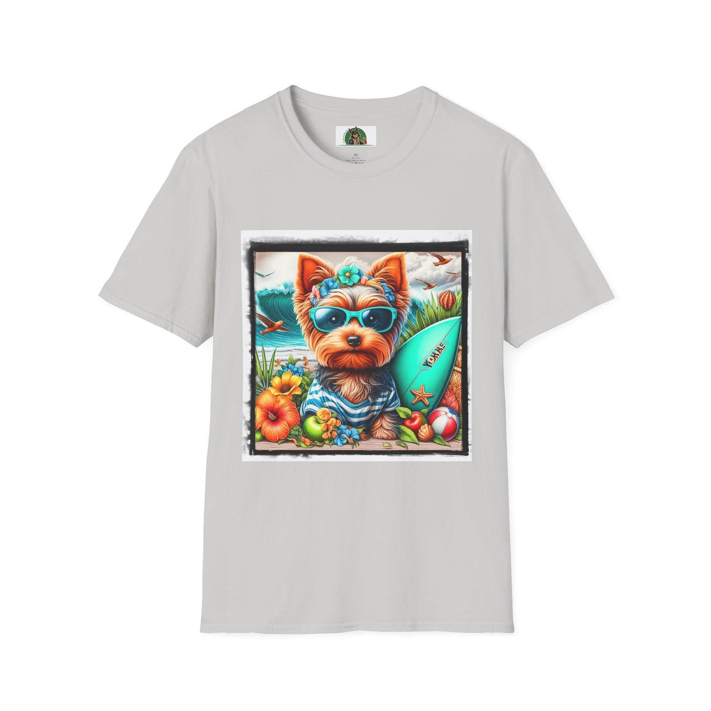 Yorkie flower garden shirt T-Shirt Printify S Ice Grey