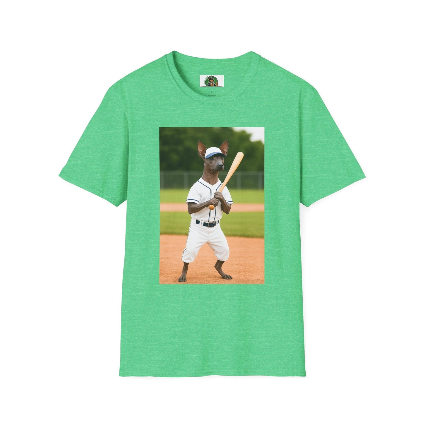 Mexican Hairless Dog Baseball Tee — Dog Lover Sports T-Shirt T-Shirt Printify Heather Irish Green S