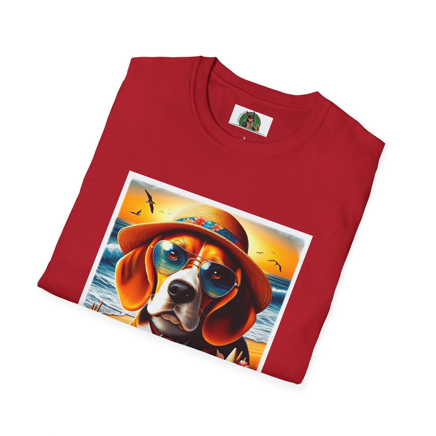 Beagle Wearing Sun Hat At The Beach T-Shirt Printify   