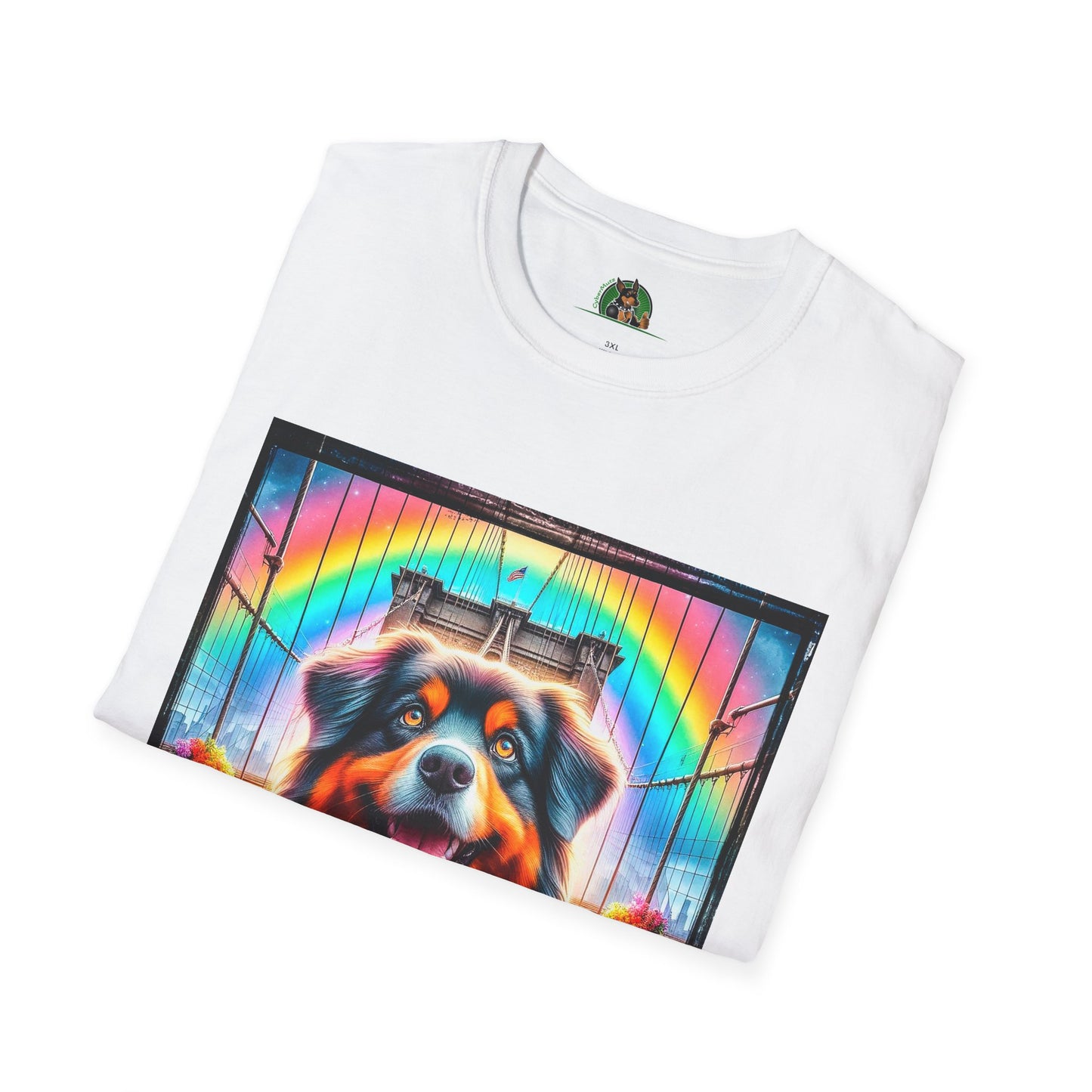 Australian Shepherd Bright Rainbow Bridge T-Shirt Printify