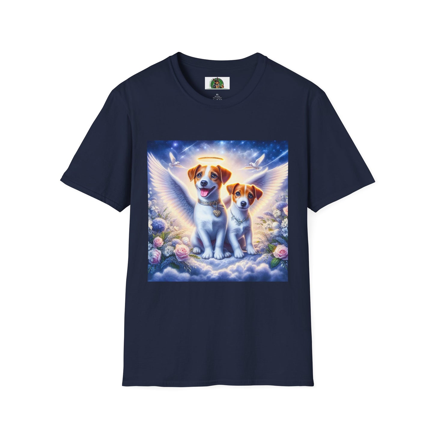 Jack Russell Puppy Angels T-Shirt Printify S Navy