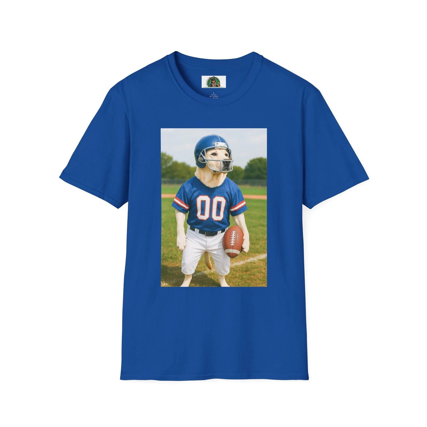 Labrador Retriever Football T-Shirt — Sports Dog Tee for Dog Lovers T-Shirt Printify Royal S