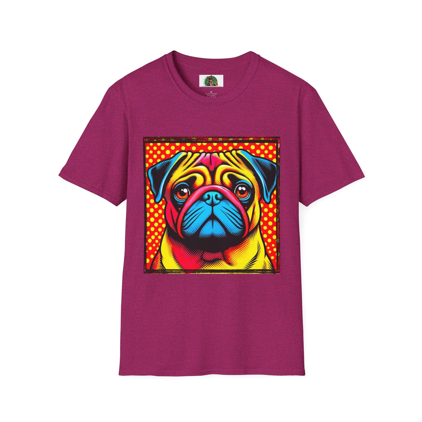 Pugs Pop Art T-Shirt T-Shirt Printify S Antique Heliconia