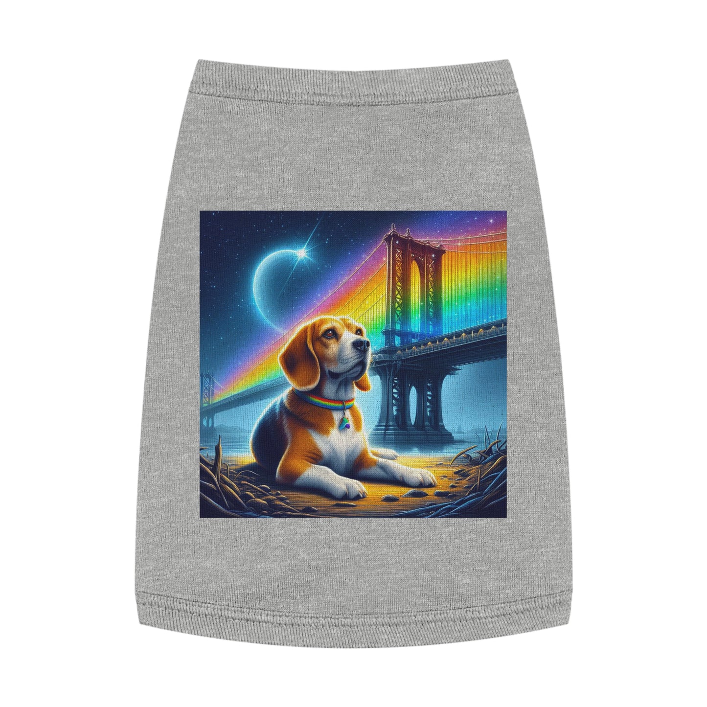 Pet Tank Top Beagle Under Rainbow Bridge Pets Printify M Heather 